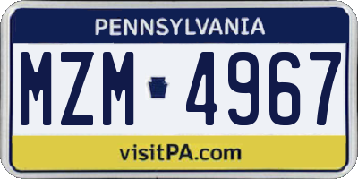 PA license plate MZM4967