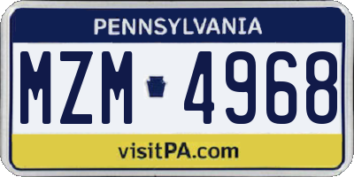 PA license plate MZM4968
