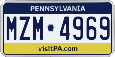 PA license plate MZM4969