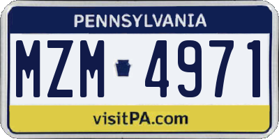 PA license plate MZM4971