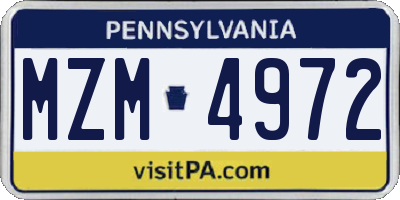 PA license plate MZM4972