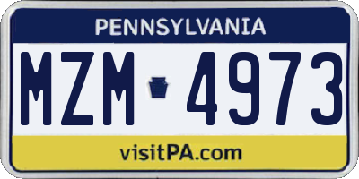 PA license plate MZM4973