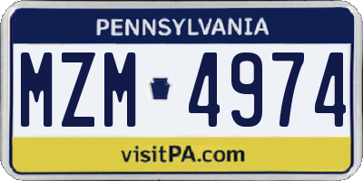 PA license plate MZM4974