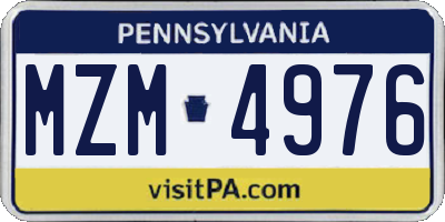 PA license plate MZM4976