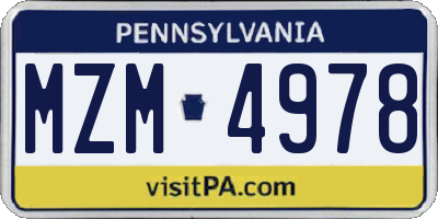 PA license plate MZM4978