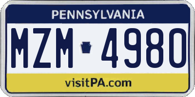 PA license plate MZM4980