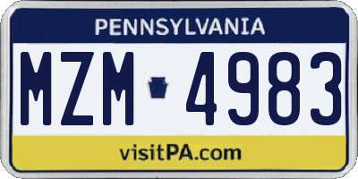 PA license plate MZM4983