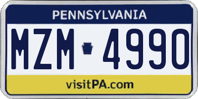PA license plate MZM4990
