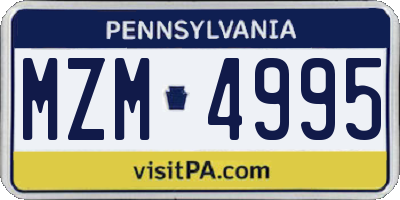 PA license plate MZM4995