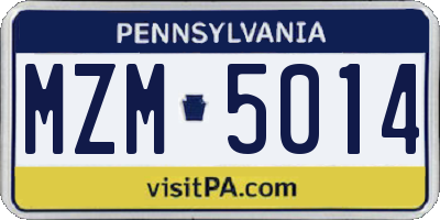 PA license plate MZM5014