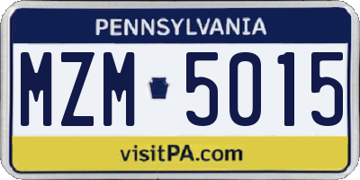 PA license plate MZM5015
