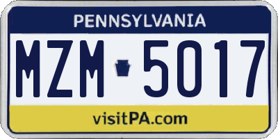 PA license plate MZM5017