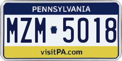 PA license plate MZM5018