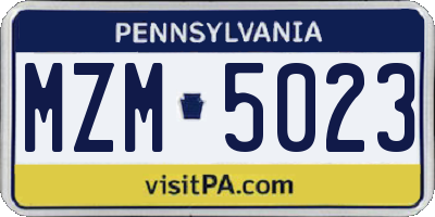 PA license plate MZM5023