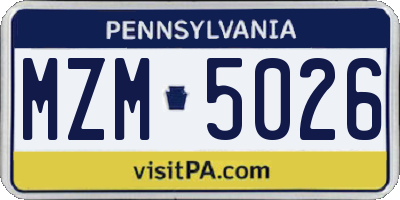 PA license plate MZM5026