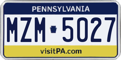 PA license plate MZM5027