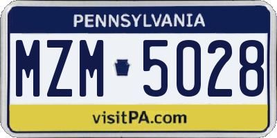 PA license plate MZM5028