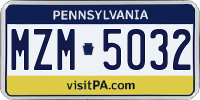 PA license plate MZM5032