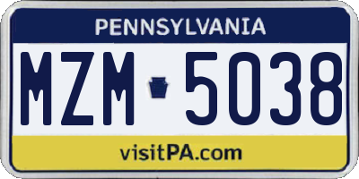 PA license plate MZM5038