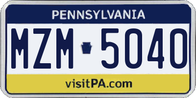 PA license plate MZM5040