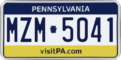 PA license plate MZM5041