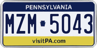 PA license plate MZM5043