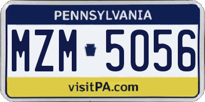 PA license plate MZM5056