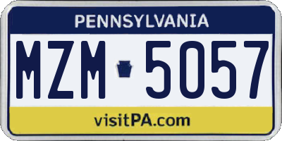 PA license plate MZM5057