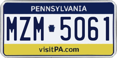 PA license plate MZM5061