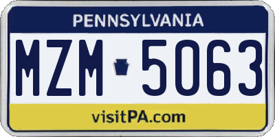 PA license plate MZM5063