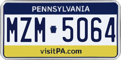 PA license plate MZM5064