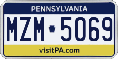 PA license plate MZM5069