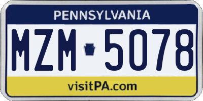 PA license plate MZM5078