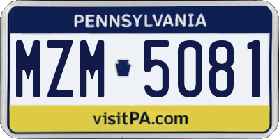 PA license plate MZM5081