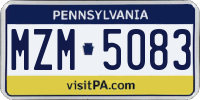 PA license plate MZM5083