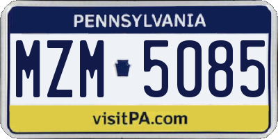 PA license plate MZM5085