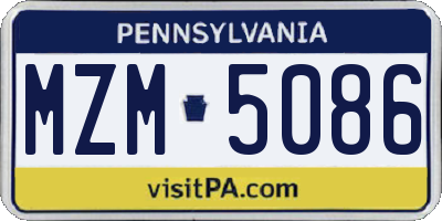 PA license plate MZM5086