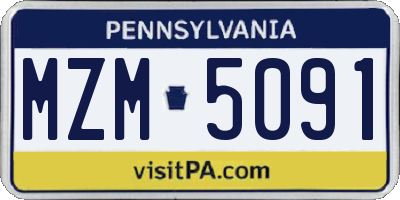 PA license plate MZM5091