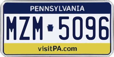 PA license plate MZM5096