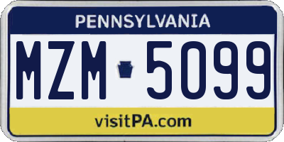 PA license plate MZM5099