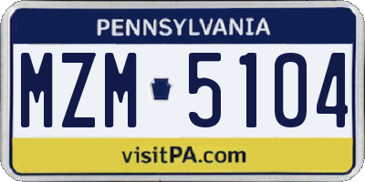 PA license plate MZM5104
