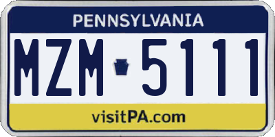 PA license plate MZM5111