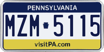 PA license plate MZM5115
