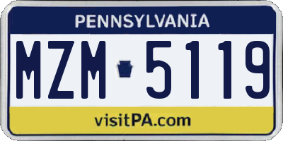 PA license plate MZM5119