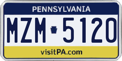 PA license plate MZM5120