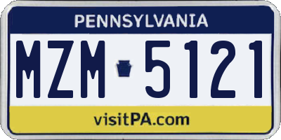 PA license plate MZM5121