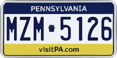 PA license plate MZM5126