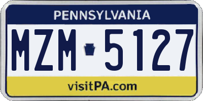 PA license plate MZM5127