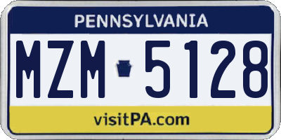 PA license plate MZM5128