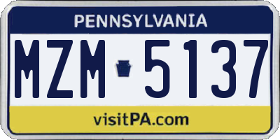 PA license plate MZM5137